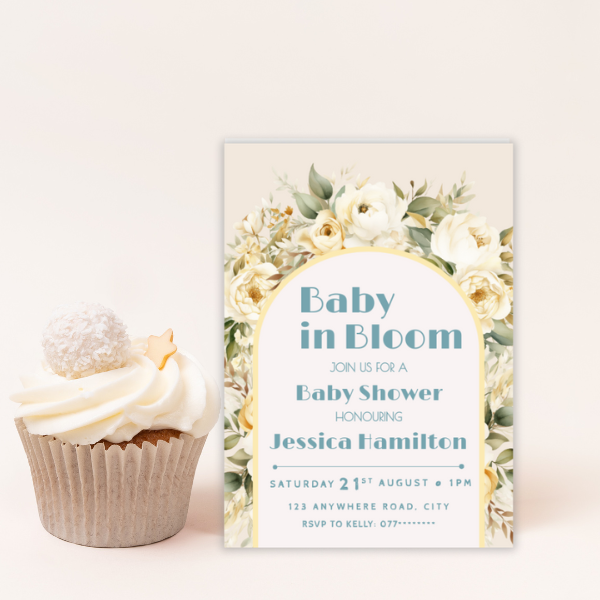 Baby in Bloom Neutral Baby Shower Invitation, Boho Flowers Theme