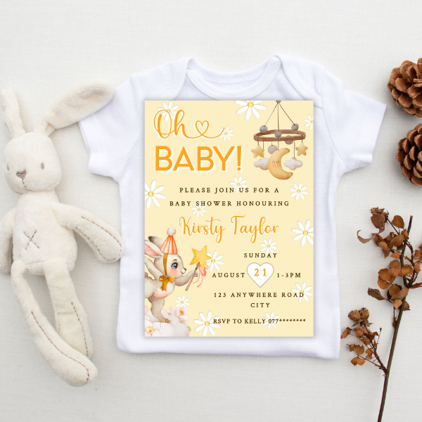 Yellow Oh Baby Cute Animal Baby Shower Invitation