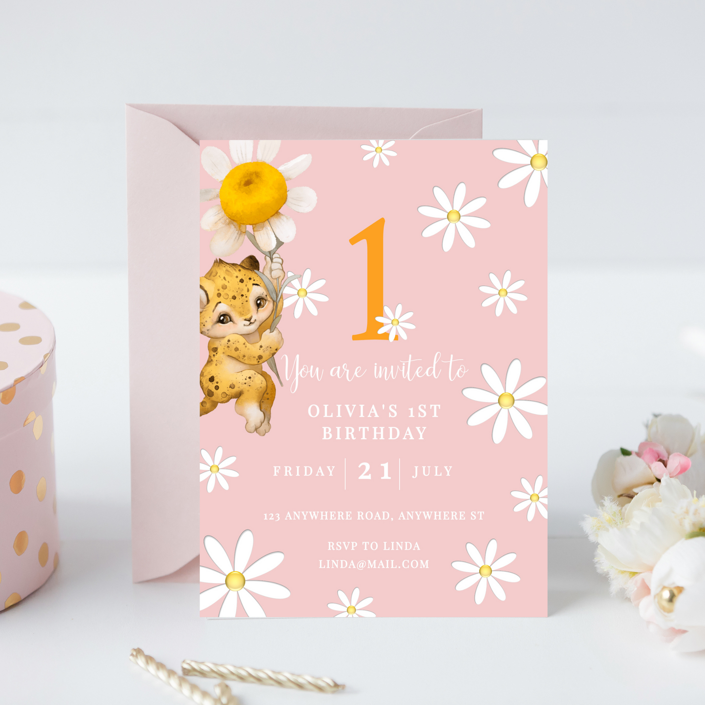 Pink Daisy First Birthday Party Pack, Flower Theme