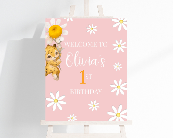 Pink Daisy First Birthday Party Pack, Flower Theme