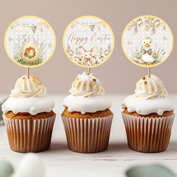 Yellow Easter Bunny Cupcake Toppers