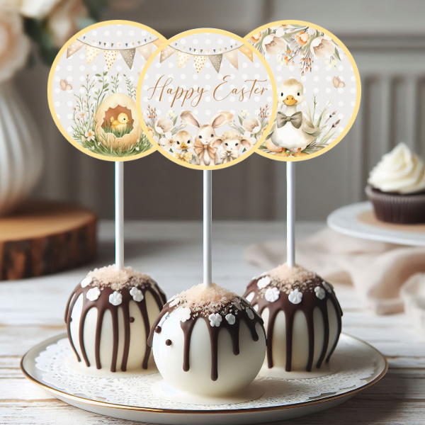 Yellow Easter Bunny Cupcake Toppers