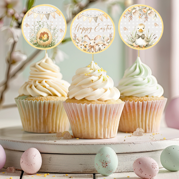 Yellow Easter Bunny Cupcake Toppers