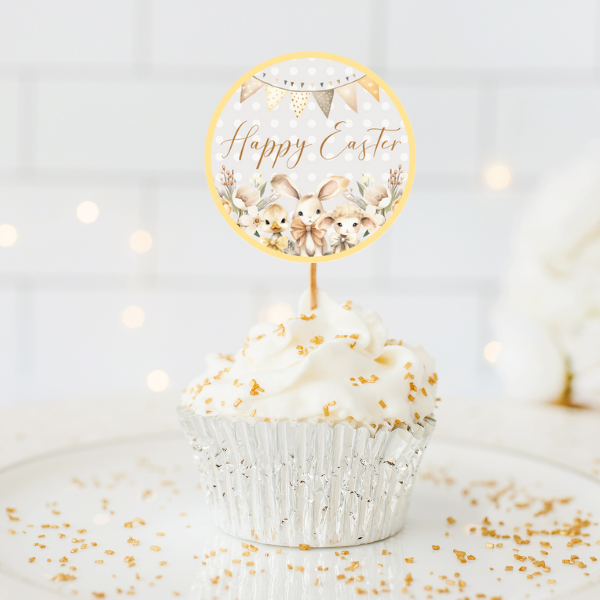 Yellow Easter Bunny Cupcake Toppers