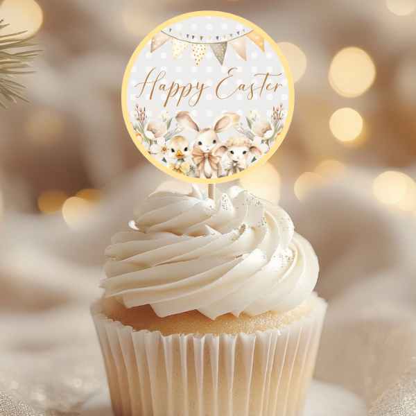 Yellow Easter Bunny Cupcake Toppers