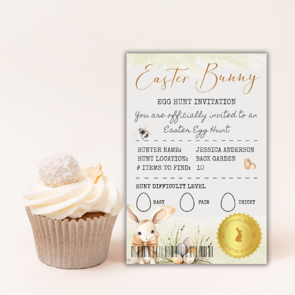 Yellow Easter Bunny Certificate and Egg Hunt Invitation