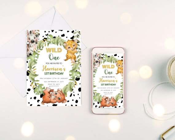 Wild One First Birthday Party Pack, Jungle Safari Animal Theme