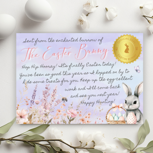 Easter Bunny Certificate and Egg Hunt Invitation