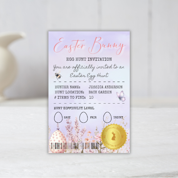 Easter Bunny Certificate and Egg Hunt Invitation