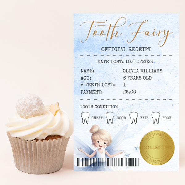 Official Tooth Fairy Certificate and Receipt for Children's Lost Tooth
