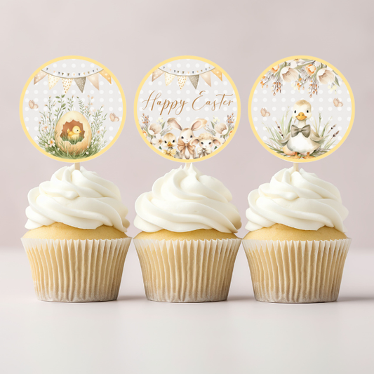 Yellow Easter Bunny Cupcake Toppers