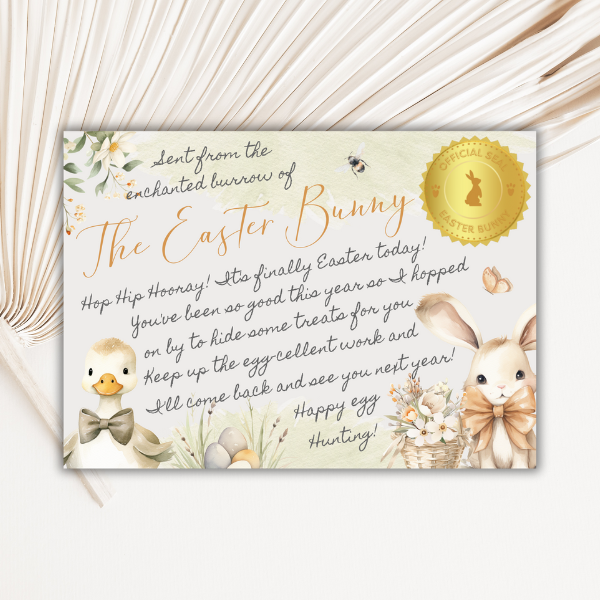 Yellow Easter Bunny Certificate and Egg Hunt Invitation