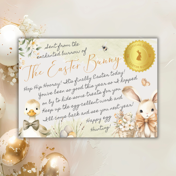 Yellow Easter Bunny Certificate and Egg Hunt Invitation