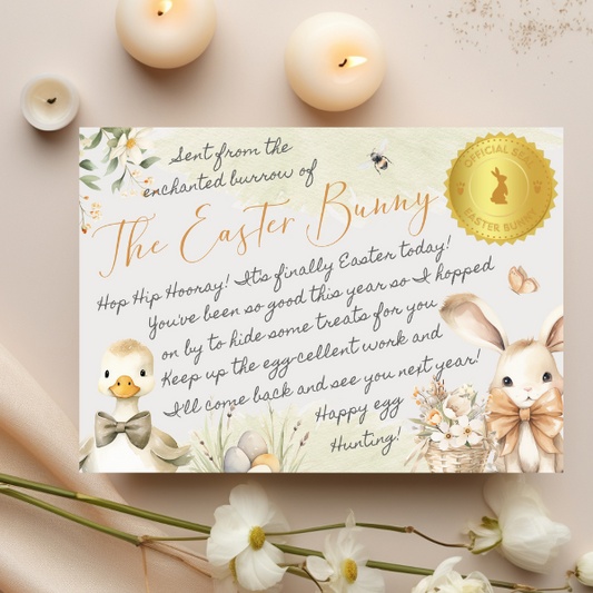 Yellow Easter Bunny Certificate and Egg Hunt Invitation