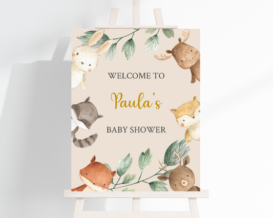 Boho Forest Friends Welcome Board - Woodland Animal Theme