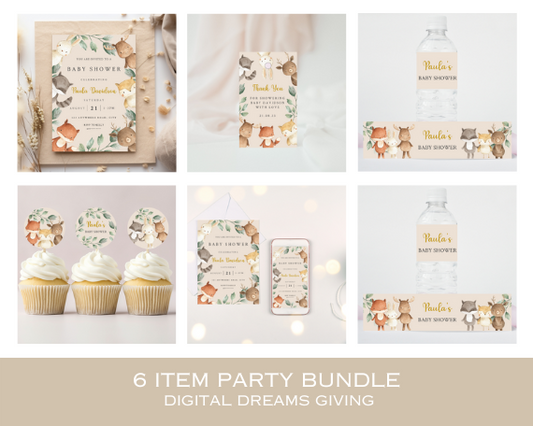 Boho Forest Friends Baby Shower Bundle - Woodland Animal Theme