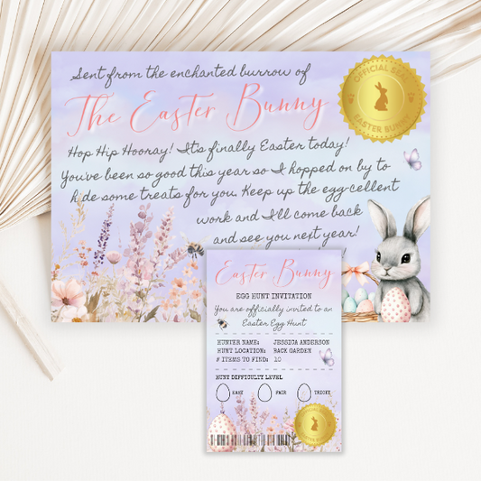 Easter Bunny Certificate and Egg Hunt Invitation
